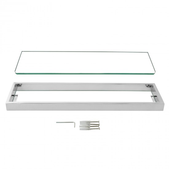 Omar Chrome Glass Shelf Shower Shelves 520mm