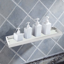 Omar Chrome Glass Shelf Shower Shelves 520mm Omar Chrome Glass Shelf Shower Shelves 520mm