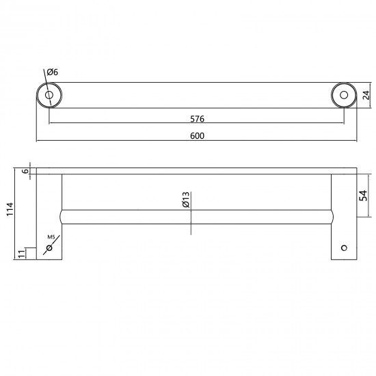 Rumia Black Double Towel Rail 600mm Stainless Steel 304 Wall Mounted