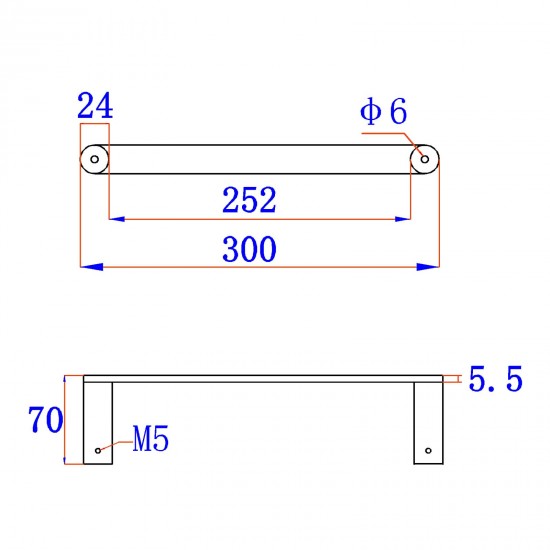 300mm Rumia Black Single Towel Holder Stainless Steel 304 Wall Mounted