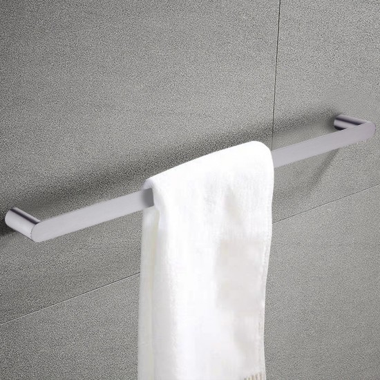 600mm Brushed Nickel Single Towel Rail Stainless Steel 304 Wall Mounted