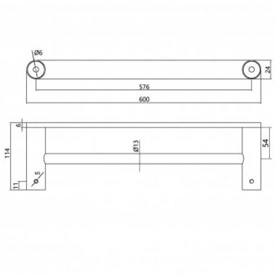 Rumia Chrome Double Towel Rail 600mm Stainless Steel 304 Wall Mounted