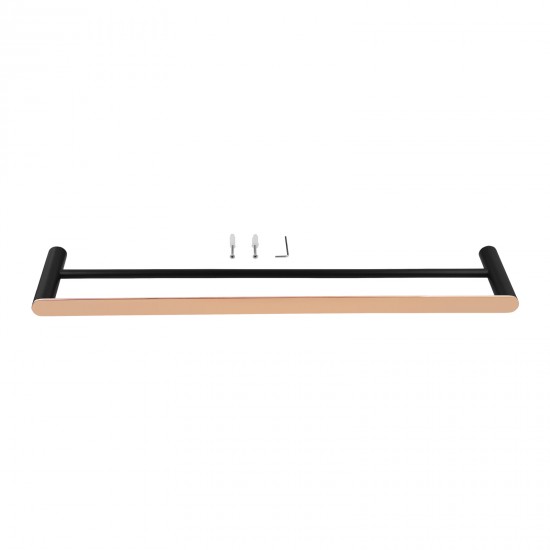 Esperia Black & Rose Gold Double Towel Rail 600mm Stainless Steel 304 Wall Mounted