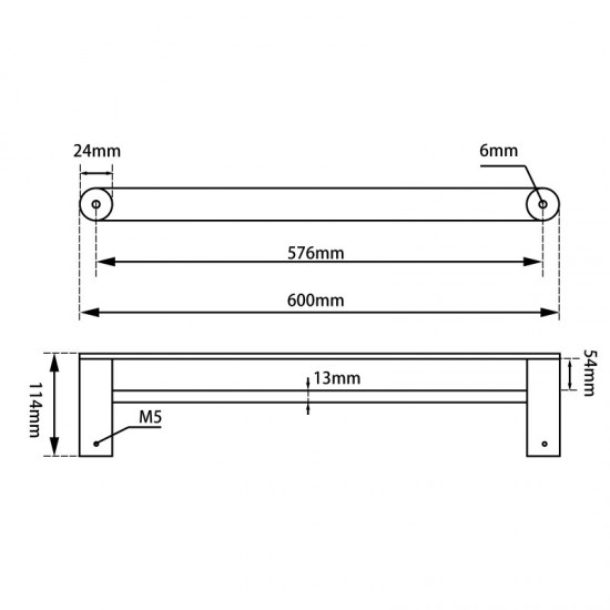 Esperia Black & Rose Gold Double Towel Rail 600mm Stainless Steel 304 Wall Mounted