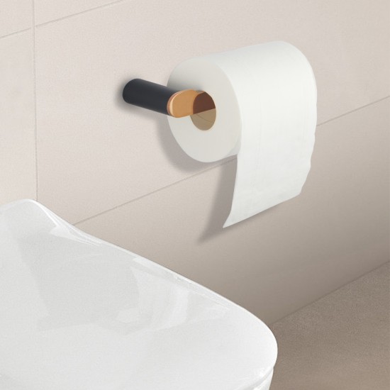 Stainless Steel Esperia Black & Rose Gold Toilet Paper Holder Wall Mounted