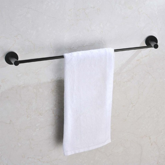 Euro Pin Lever Round Black Single Towel Rack Rail 800mm