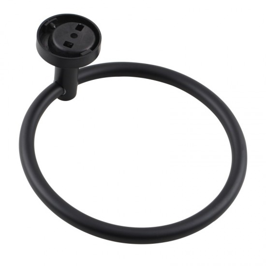 Euro Pin Lever Round Black Hand Towel Ring Wall Mounted