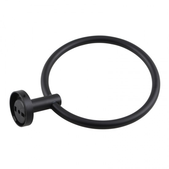 Euro Pin Lever Round Black Hand Towel Ring Wall Mounted