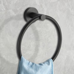 Euro Pin Lever Round Black Hand Towel Ring Wall Mounted Euro Pin Lever Round Black Hand Towel Ring Wall Mounted