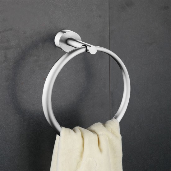 Euro Pin Lever Round Brushed Nickel Hand Towel Ring Wall Mounted