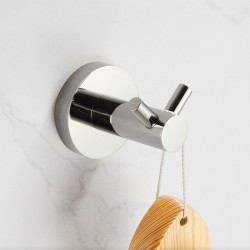 Double Robe Hook Euro Pin Lever Round Chrome Stainless Steel Wall Mounted Double Robe Hook Euro Pin Lever Round Chrome Stainless Steel Wall Mounted