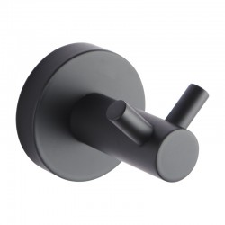 Double Robe Hook Euro Pin Lever Round Black Stainless Steel Wall Mounted Double Robe Hook Euro Pin Lever Round Black Stainless Steel Wall Mounted
