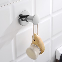 Zevi Self Adhesive Round Chrome Robe Hook 304 Stainless Steel Wall Mounted Drill Free Zevi Self Adhesive Round Chrome Robe Hook 304 Stainless Steel Wall Mounted Drill Free