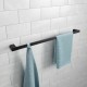 Square Matt Black Single Towel Rail 600mm Solid Brass Wall Mounted