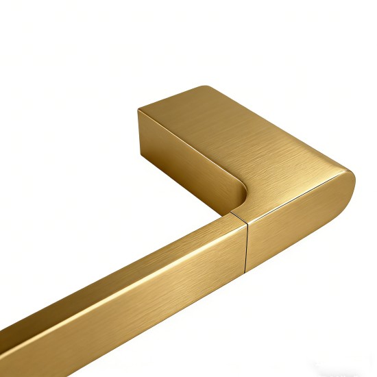 Square Brushed Yellow Gold Single Hand Towel Rail Stainless Steel Wall Mounted