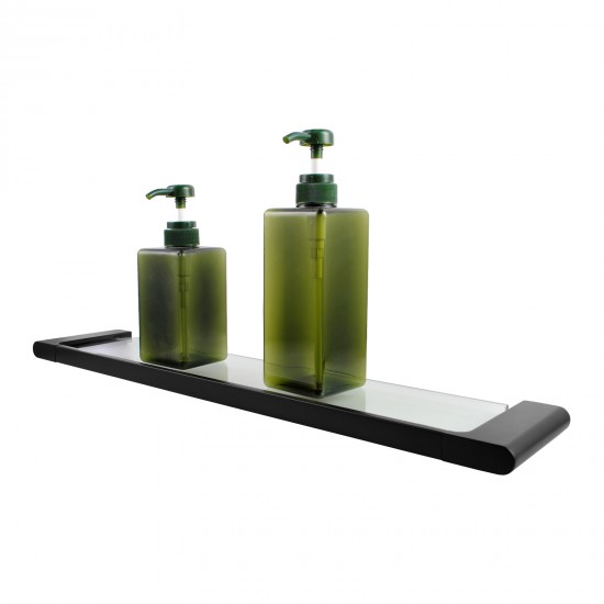 Matt Black Single Glass Shelf Storage Brass Wall Mounted