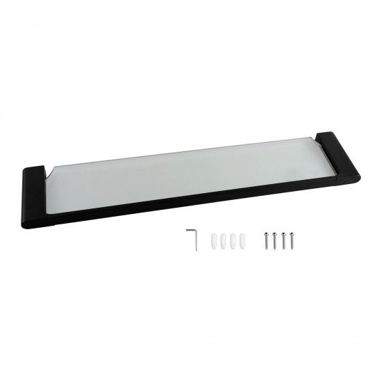 Matt Black Single Glass Shelf Storage Brass Wall Mounted