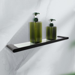Matt Black Single Glass Shelf Storage Brass Wall Mounted Matt Black Single Glass Shelf Storage Brass Wall Mounted