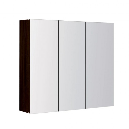 1200x150x750mm Plywood 3-Door Dark Oak Mirror Cabinet 