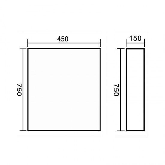 450x150x750mm Plywood 1-Door Dark Oak Mirror Cabinet 