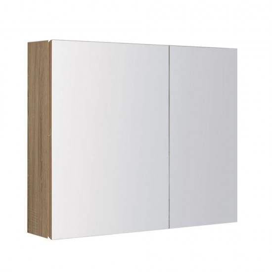 600x150x750mm Plywood 2-Door Light Oak Mirror Cabinet 