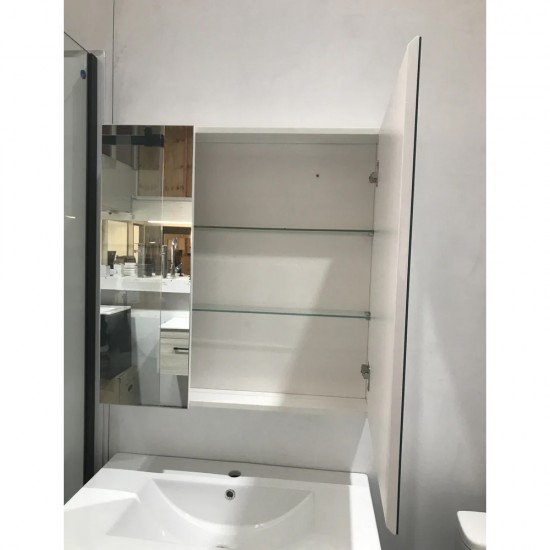 750x150x750mm Plywood 2-Door White Mirror Cabinet 