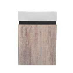 PICCOLO 420X220X500MM PLYWOOD WALL HUNG VANITY - BLACK AND LIGHT OAK WITH CERAMIC TOP PICCOLO 420X220X500MM PLYWOOD WALL HUNG VANITY - BLACK AND LIGHT OAK WITH CERAMIC TOP