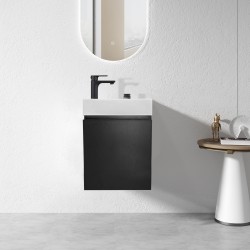 PICCOLO 420X220X500MM PLYWOOD WALL HUNG VANITY - BLACK WITH CERAMIC TOP PICCOLO 420X220X500MM PLYWOOD WALL HUNG VANITY - BLACK WITH CERAMIC TOP