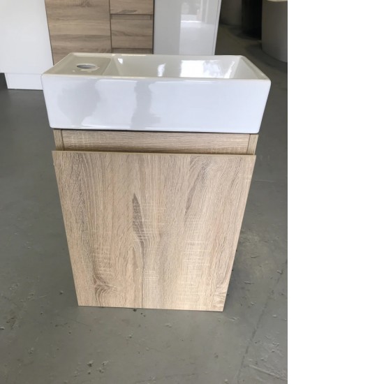 PICCOLO 420X220X500MM PLYWOOD WALL HUNG VANITY - LIGHT OAK WITH CERAMIC TOP