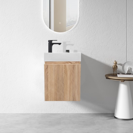 PICCOLO 420X220X500MM PLYWOOD WALL HUNG VANITY - LIGHT OAK WITH CERAMIC TOP