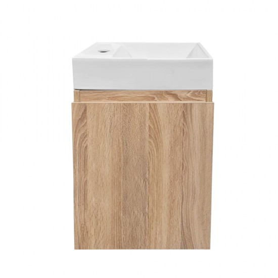 PICCOLO 420X220X500MM PLYWOOD WALL HUNG VANITY - LIGHT OAK WITH CERAMIC TOP