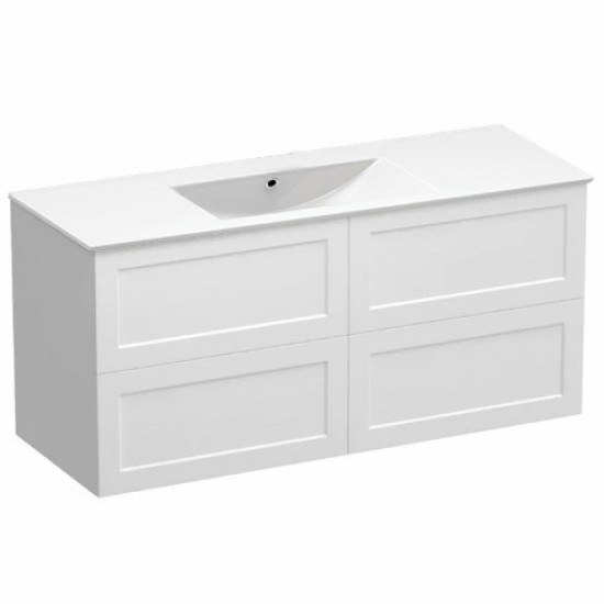 HAMPTON 1200X460X580MM PLYWOOD WALL HUNG VANITY - MATTE  WHITE WITH CERAMIC TOP