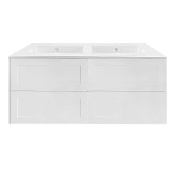 HAMPTON 1200X460X580MM PLYWOOD WALL HUNG VANITY - MATTE  WHITE WITH DOUBLE CERAMIC TOP HAMPTON 1200X460X580MM PLYWOOD WALL HUNG VANITY - MATTE  WHITE WITH DOUBLE CERAMIC TOP