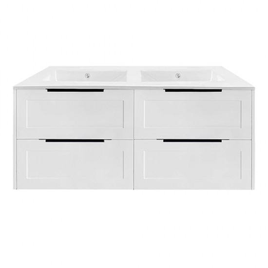 HAMPTON 1200X460X580MM PLYWOOD WALL HUNG VANITY - MATTE  WHITE WITH DOUBLE CERAMIC TOP