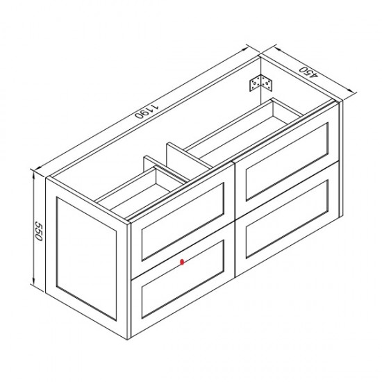 HAMPTON 1200X460X580MM PLYWOOD WALL HUNG VANITY - MATTE  WHITE WITH DOUBLE CERAMIC TOP