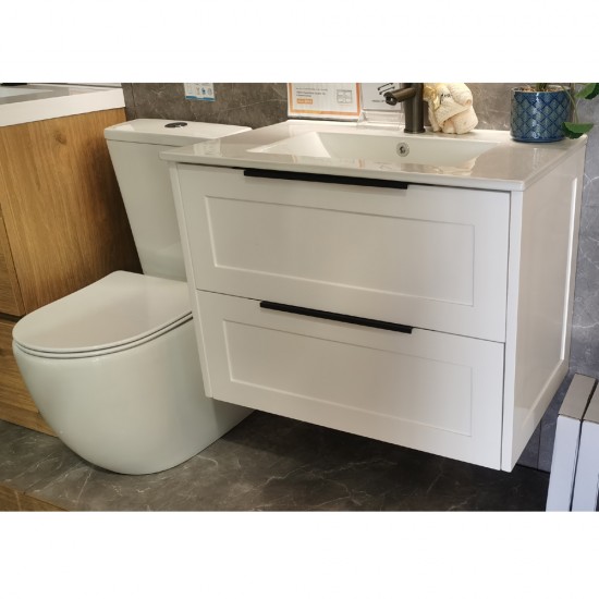 HAMPTON 900X460X580MM PLYWOOD WALL HUNG VANITY - MATTE  WHITE WITH CERAMIC TOP