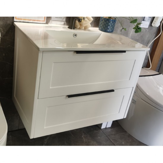 HAMPTON 750X460X580MM PLYWOOD WALL HUNG VANITY - MATTE  WHITE WITH CERAMIC TOP