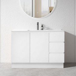 MADRID 1010X460X850MM PLYWOOD FLOOR STANDING VANITY - GLOSS WHITE WITH CERAMIC TOP MADRID 1010X460X850MM PLYWOOD FLOOR STANDING VANITY - GLOSS WHITE WITH CERAMIC TOP