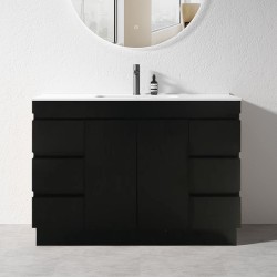 MADRID 1200X460X850MM PLYWOOD FLOOR STANDING VANITY - BLACK WITH CERAMIC TOP MADRID 1200X460X850MM PLYWOOD FLOOR STANDING VANITY - BLACK WITH CERAMIC TOP