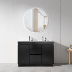 MADRID 1200X460X850MM PLYWOOD FLOOR STANDING VANITY - BLACK WITH DOUBLE CERAMIC TOP MADRID 1200X460X850MM PLYWOOD FLOOR STANDING VANITY - BLACK WITH DOUBLE CERAMIC TOP