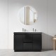 MADRID 1200X460X850MM PLYWOOD FLOOR STANDING VANITY - BLACK WITH DOUBLE CERAMIC TOP