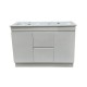 MADRID 1200X460X850MM PLYWOOD FLOOR STANDING VANITY - GLOSS WHITE WITH DOUBLE CERAMIC TOP