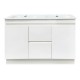 MADRID 1200X460X850MM PLYWOOD FLOOR STANDING VANITY - GLOSS WHITE WITH DOUBLE CERAMIC TOP