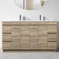 MADRID 1800X460X850MM PLYWOOD FLOOR STANDING VANITY - LIGHT OAK WITH DOUBLE POLYMARBLE TOP MADRID 1800X460X850MM PLYWOOD FLOOR STANDING VANITY - LIGHT OAK WITH DOUBLE POLYMARBLE TOP