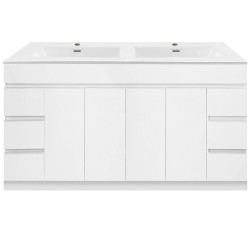 MADRID 1800X460X850MM PLYWOOD FLOOR STANDING VANITY - GLOSS WHITE WITH DOUBLE POLYMARBLE TOP MADRID 1800X460X850MM PLYWOOD FLOOR STANDING VANITY - GLOSS WHITE WITH DOUBLE POLYMARBLE TOP