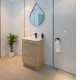 MADRID 600X460X850MM PLYWOOD FLOOR STANDING VANITY - LIGHT OAK WITH CERAMIC TOP