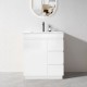 MADRID 750X460X850MM PLYWOOD FLOOR STANDING VANITY - GLOSS WHITE WITH CERAMIC TOP