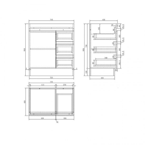 MADRID 750X460X850MM PLYWOOD FLOOR STANDING VANITY - GLOSS WHITE WITH CERAMIC TOP