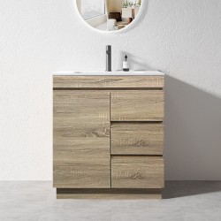 MADRID 750X460X850MM PLYWOOD FLOOR STANDING VANITY - LIGHT OAK WITH CERAMIC TOP MADRID 750X460X850MM PLYWOOD FLOOR STANDING VANITY - LIGHT OAK WITH CERAMIC TOP