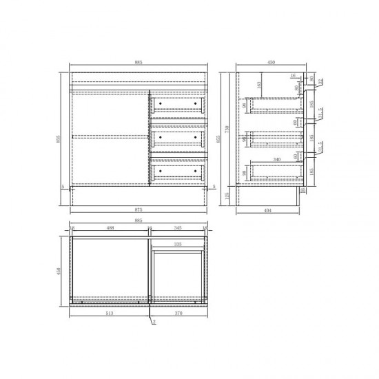 MADRID 900X460X850MM PLYWOOD FLOOR STANDING VANITY - GLOSS WHITE WITH CERAMIC TOP